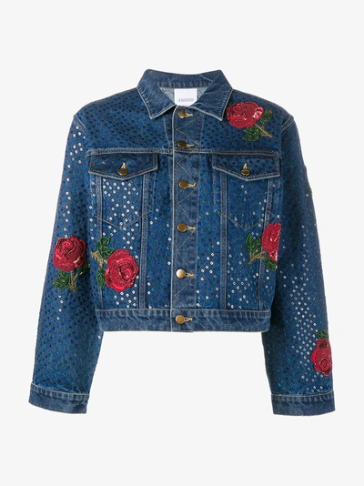 Shop Ashish Sequin Embellished Denim Jacket In Blue