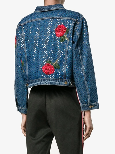 Shop Ashish Sequin Embellished Denim Jacket In Blue