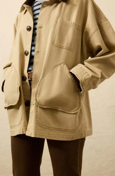 Faherty Sunwashed Canvas Barn Jacket In Neutral