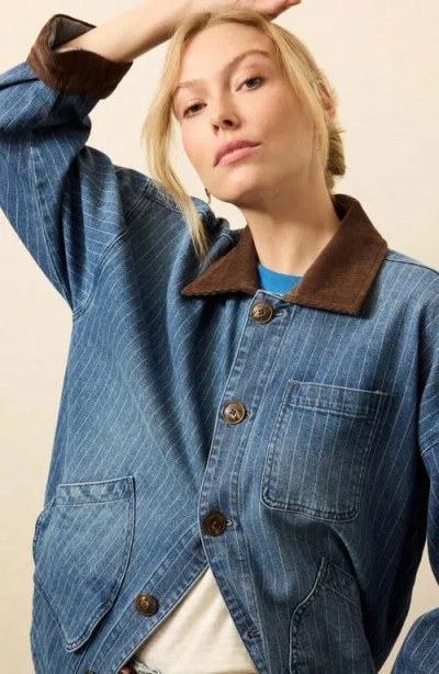 Faherty Sunwashed Denim Barn Jacket In Blue