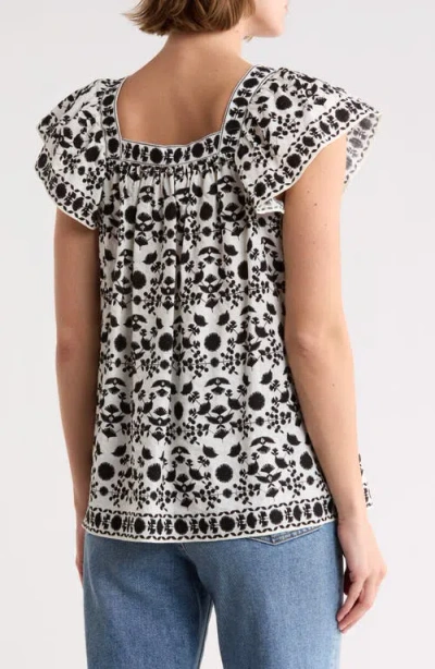 Max Studio Flutter Sleeve Top In White