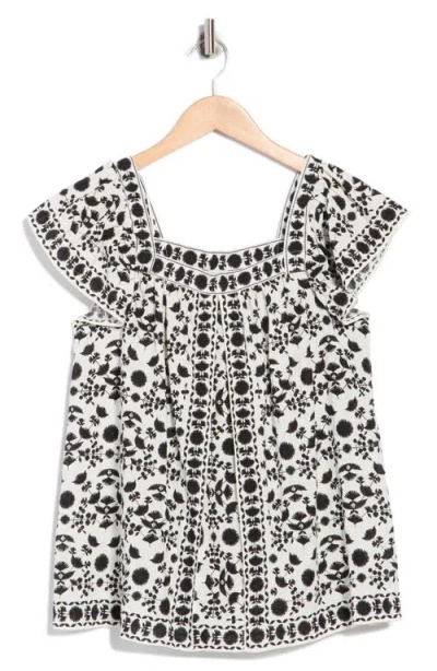 Max Studio Flutter Sleeve Top In White