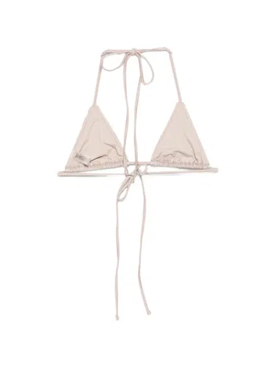 Frankies Bikinis Nick Ruffled Triangle Bikini Top In Neutral