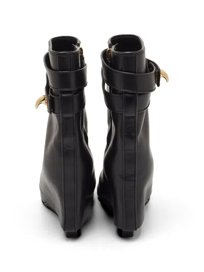 Pre-owned Givenchy Shark Lock Wedge Ankle Boots In Black