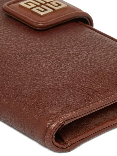 Pre-owned Givenchy Logo-flap Wallet In Brown