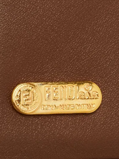 Pre-owned Fendi Lizard-effect Compact Wallet In Brown