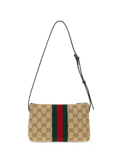 Gucci Small Horsebit Web-stripe Shoulder Bag In Multi