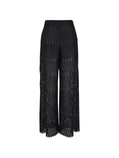 Akris Cassie Wave-pattern Trousers In Black