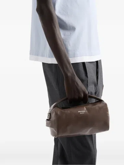 Prada Leather Shoulder Bag In Brown