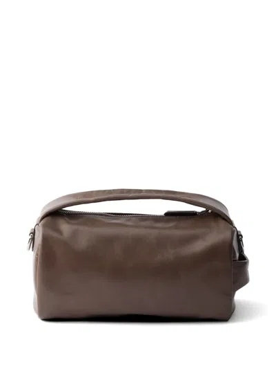 Prada Leather Shoulder Bag In Brown