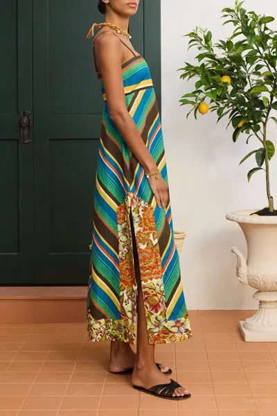 Alemais Charlie Day Midi Dress In Chevron Stripe Motif In Multi