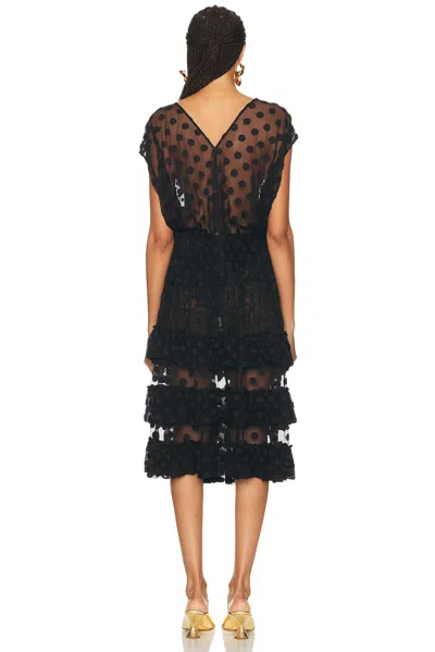 Dries Van Noten Ruffled Polka-dot Cotton-blend Mesh Midi Dress In Black