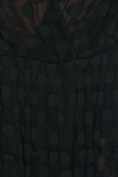 Dries Van Noten Ruffled Polka-dot Cotton-blend Mesh Midi Dress In Black