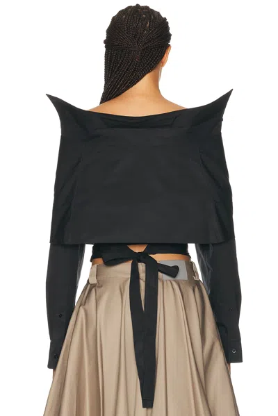 Balenciaga Off Shoulder Crop Shirt Long Sleeves In Black