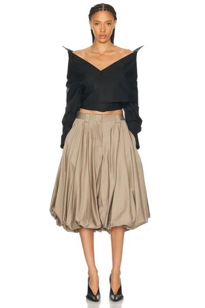 Balenciaga Off Shoulder Crop Shirt Long Sleeves In Black