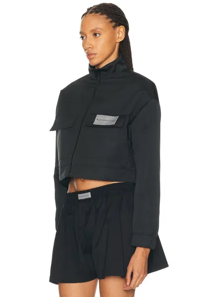 Balenciaga Cropped Technical Faille Track Jacket In Black