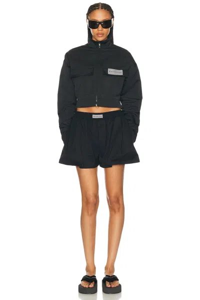 Balenciaga Cropped Technical Faille Track Jacket In Black
