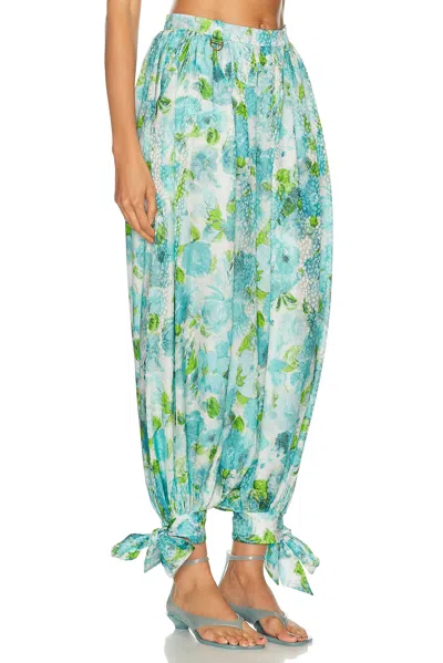 Chloé Floral-print Silk-jacquard Cropped Pants In Green