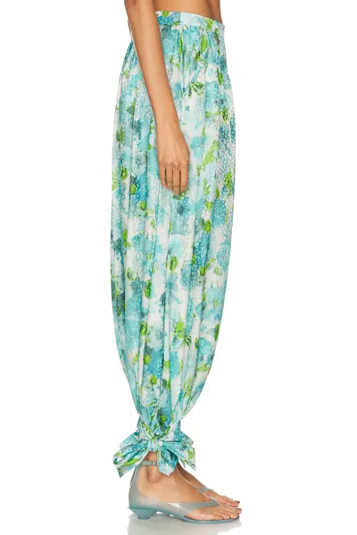 Chloé Floral-print Silk-jacquard Cropped Pants In Green