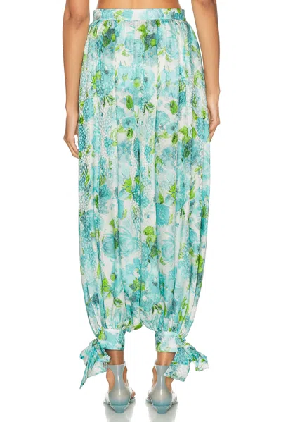 Chloé Floral-print Silk-jacquard Cropped Pants In Green