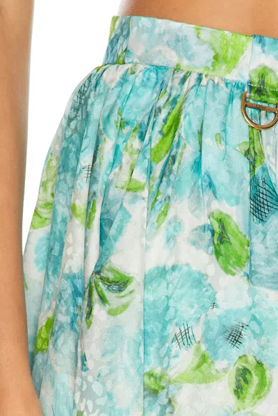 Chloé Floral-print Silk-jacquard Cropped Pants In Green