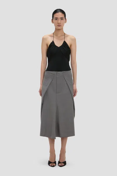 Victoria Beckham Asymmetric Virgin Wool Midi Skirt In Animal Print