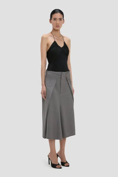 Victoria Beckham Asymmetric Virgin Wool Midi Skirt In Animal Print