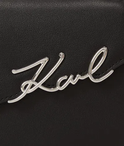 Karl Lagerfeld Signature Slim Leather Tote Bag In Black