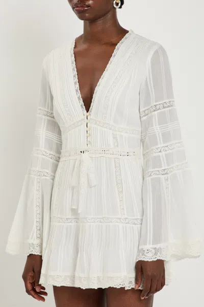 Loveshackfancy Flared-sleeve Mini Dress In White