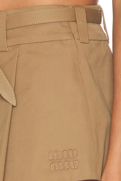 Miu Miu Popeline Skirt In Brown