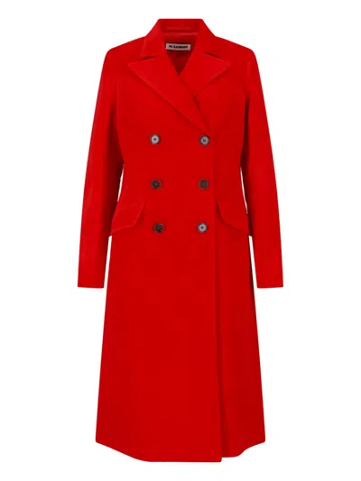 Jil Sander Tailored Coat Back Vent Double Breasted Lapels In Red