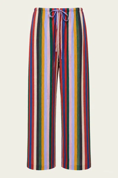 Staud Mateo Stripe Cotton Drawstring Pants In Multi