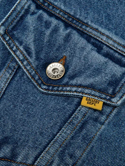 Gallery Dept. Denim Solid Shirt Collar Jacket In Blue