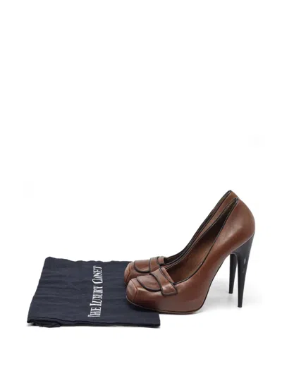 Pre-owned Marni Platform Square-toe Pumps In Brown