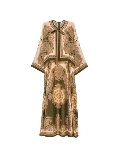 Zimmermann Mahon Paisley Print Habutai Silk Maxi Dress In Green