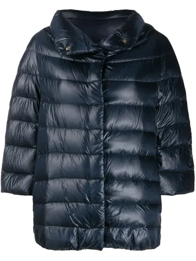 Herno Amelia Stand Collar Down Coat In Blue