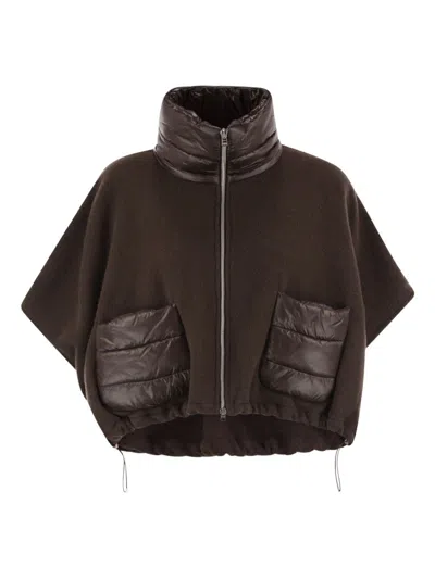 Herno Wool And Nylon Short Down Jacket In Brown