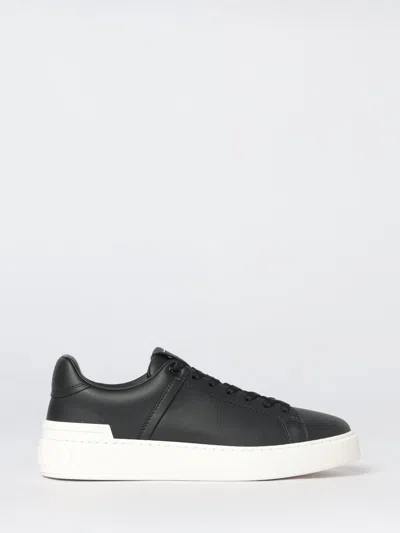 Balmain B Court Black Low Top Sneakers Withtono Logo At The Back In Smooth Leather Man In Black