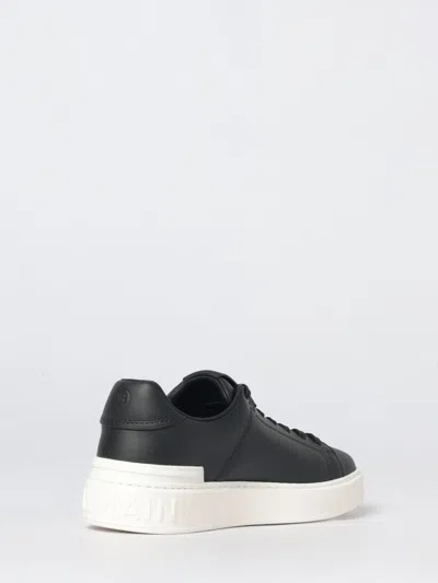 Balmain B Court Black Low Top Sneakers Withtono Logo At The Back In Smooth Leather Man In Black