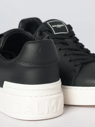 Balmain B Court Black Low Top Sneakers Withtono Logo At The Back In Smooth Leather Man In Black