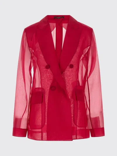Max Mara Double Breasted Wool Blazer In Red