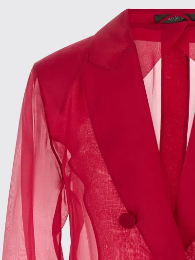 Max Mara Double Breasted Wool Blazer In Red