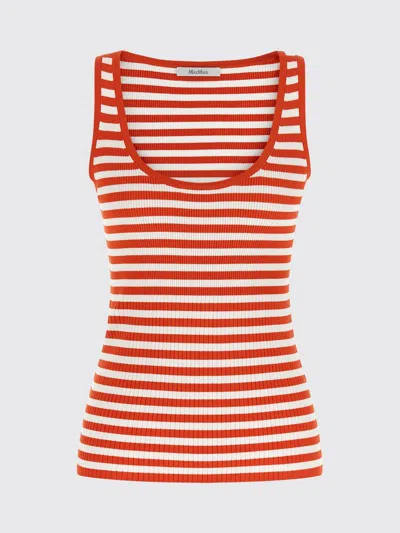 Max Mara Coral Striped Rib Tank Top In Red