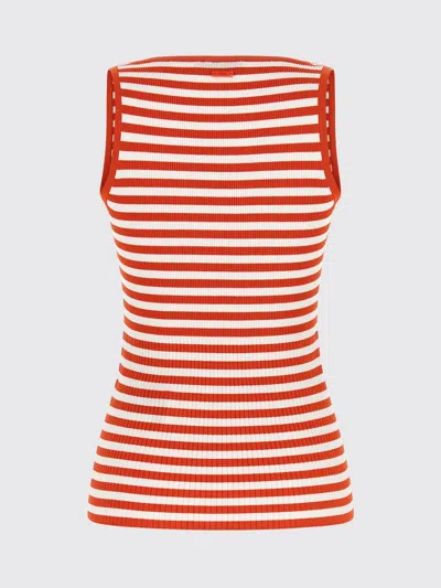 Max Mara Coral Striped Rib Tank Top In Red