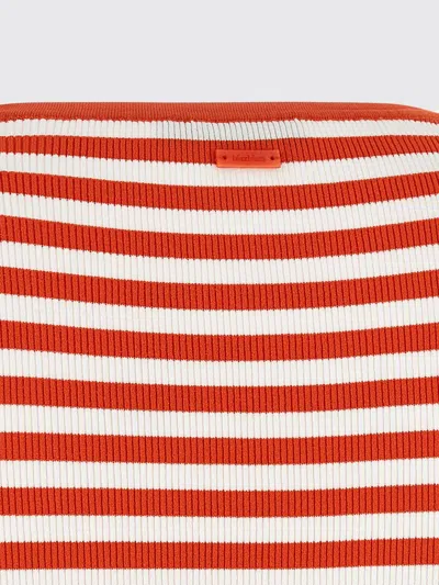 Max Mara Coral Striped Rib Tank Top In Red
