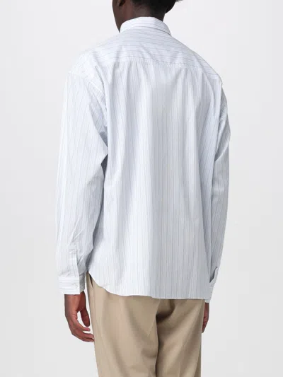 Ranra Stripe-pattern Logo-embroidered Shirt In Blue