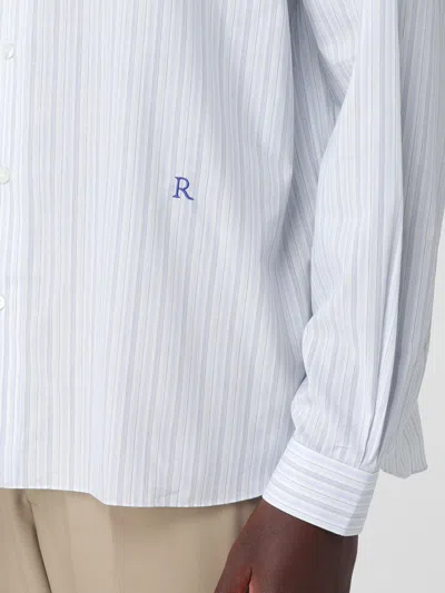 Ranra Stripe-pattern Logo-embroidered Shirt In Blue