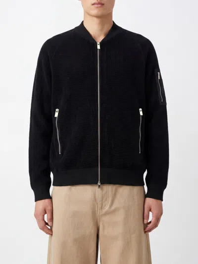 Tatras Gavrio Bomber Jacket Textured Fabric Ribbed Cuffs In Black