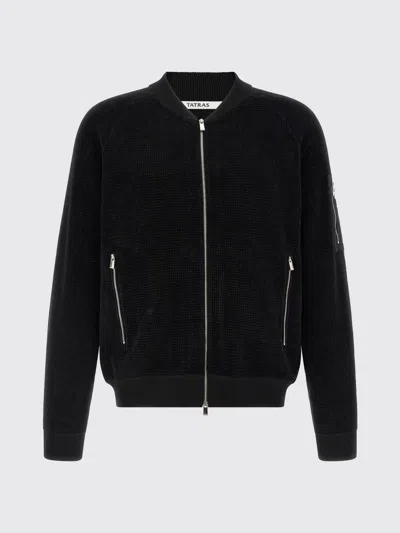 Tatras Gavrio Bomber Jacket Textured Fabric Ribbed Cuffs In Black