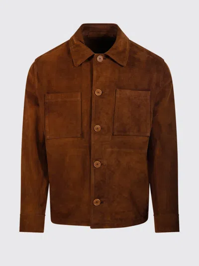 Salvatore Santoro Buttoned Flap-pocket Leather Jacket In Brown